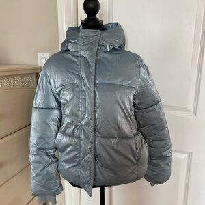 GAP Shiny Silver Puffer Jacket
